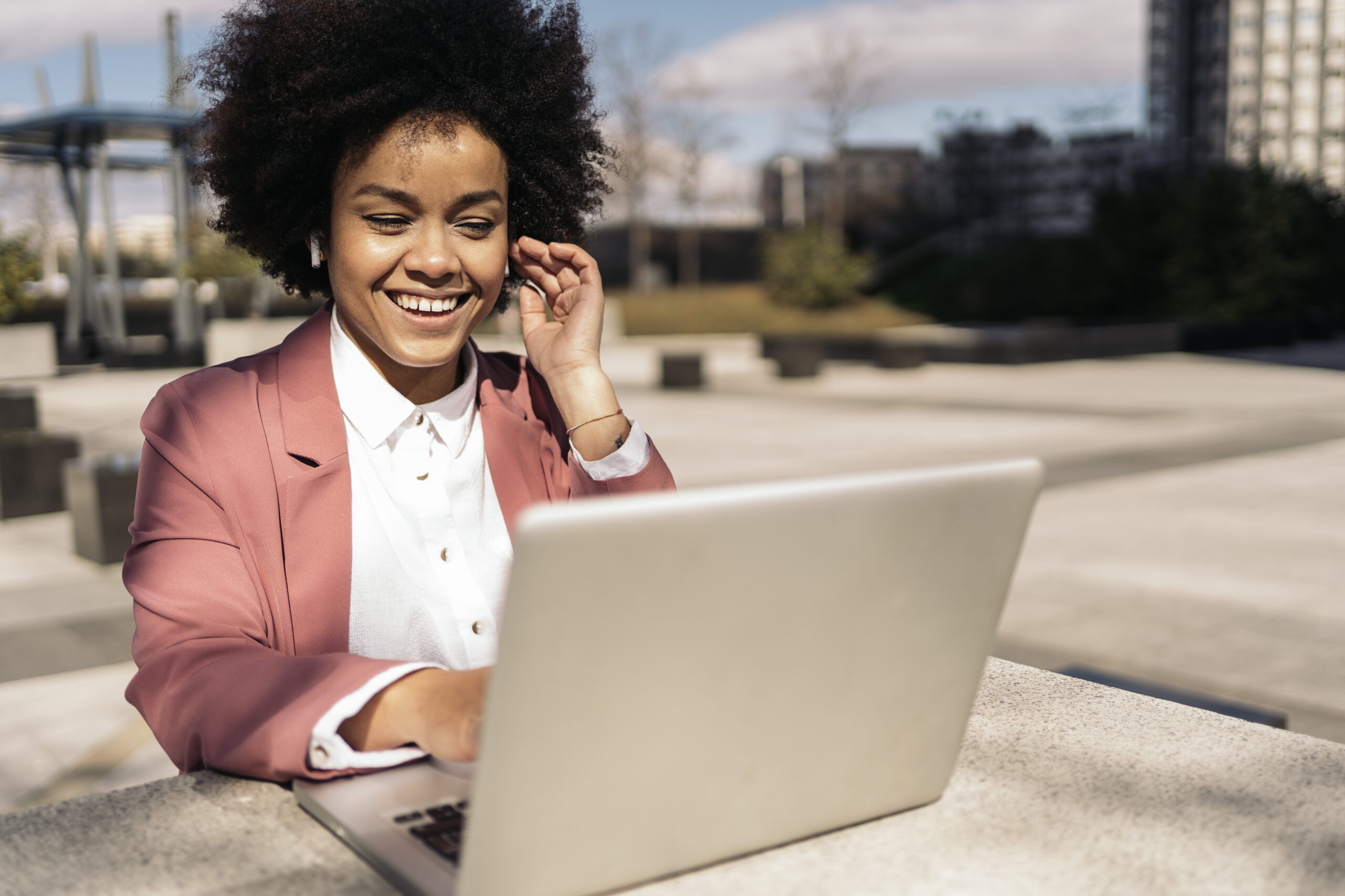 business woman doing video conference