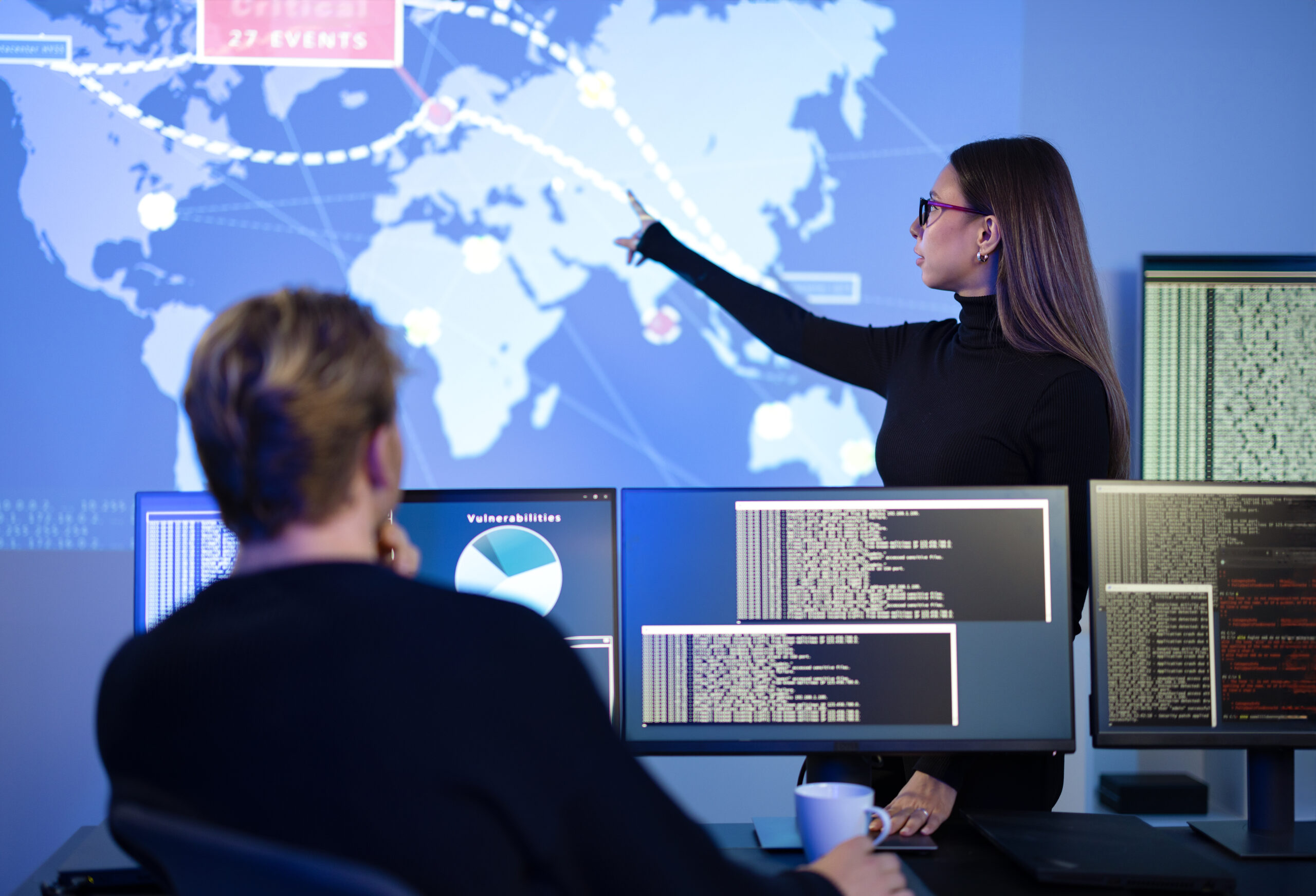 professional cyber security team working to prevent threats